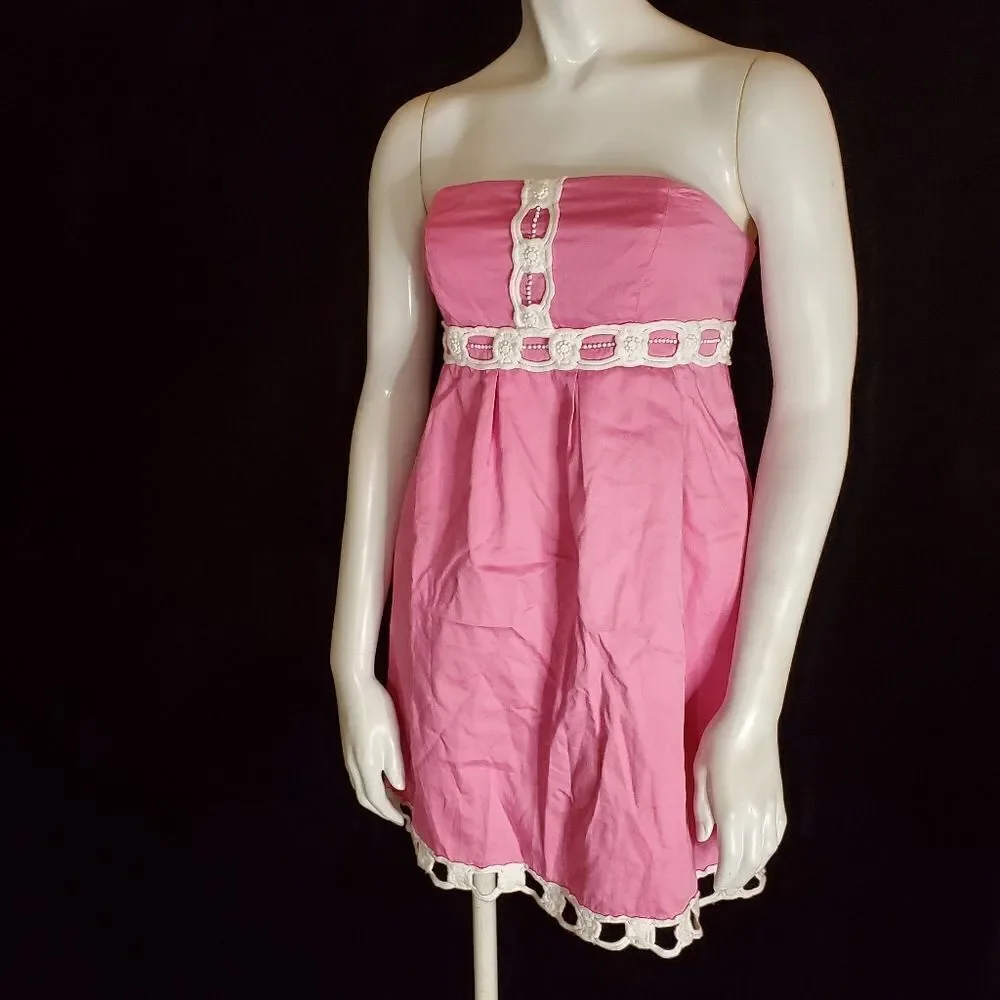 Lilly Pulitzer Pink & White Strapless Dress (2) - Picture 2 of 6